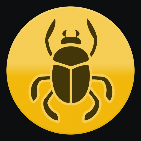 The Dungeoncoin token mark: a scarab struck on a gold coin.